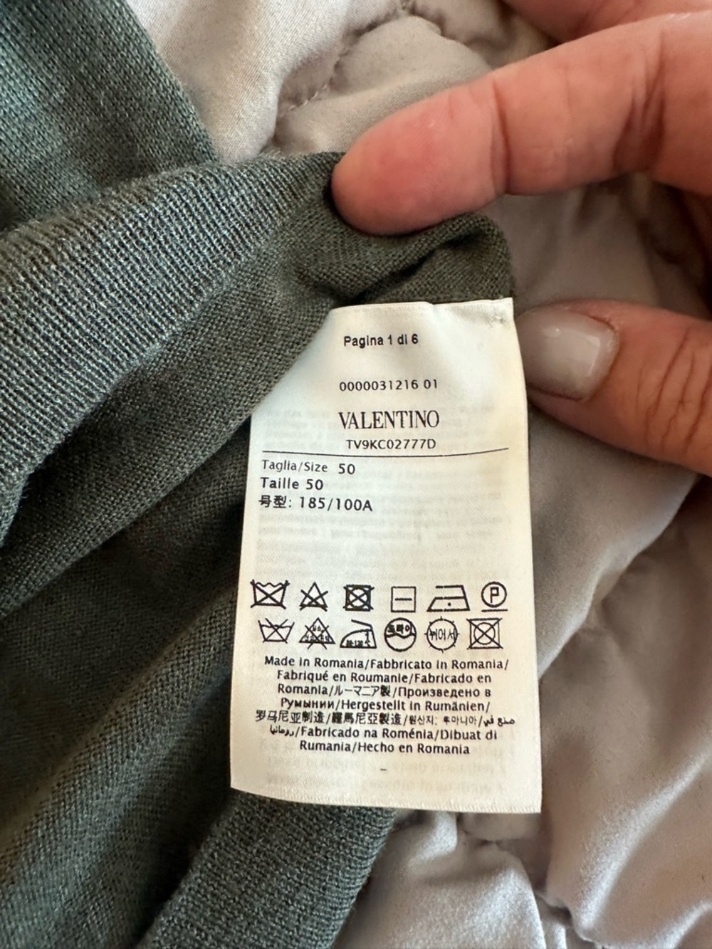 Valentino Olive Green V Logo Crewneck Sweater - Picture 2 of 2